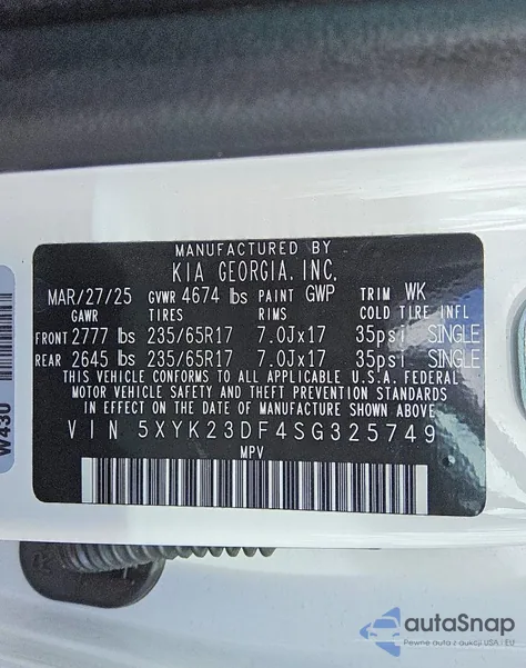 2025 Kia Sportage Lx из США, поврежденный, VIN 5XYK23DF4SG325749